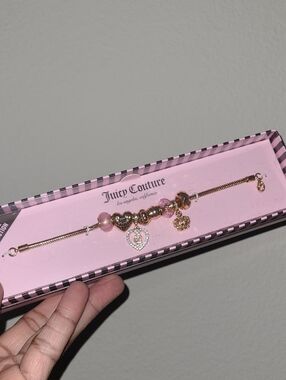 Juicy Couture Rose Pink and Gold Charm Bracelet